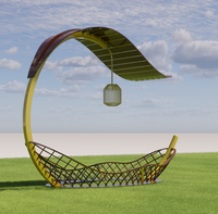 Sculpture extérieure en acier inoxydable en forme de bateau de qualité supérieure avec installations d'art en métal de jardin à LED Alimentation CC IP65 pour paysage