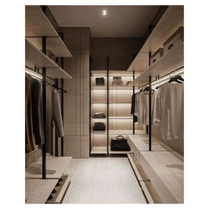 Armoire sur mesure en bois massif, du sol au plafond, en contreplaqué, design moderne, pour chambre à coucher, avec rangement - Product Image 6