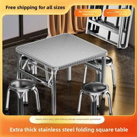 Table carrée pliable en acier inoxydable pour restaurant, marché nocturne, stand de barbecue, banquet, usage domestique - Rangement compact - Pratique