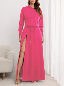 ชุด2ชิ้นสำหรับผู้หญิงเสื้อแขนยาวมีฮู้ดและกระโปรงสั้นแบบลำลอง - Product Image 2