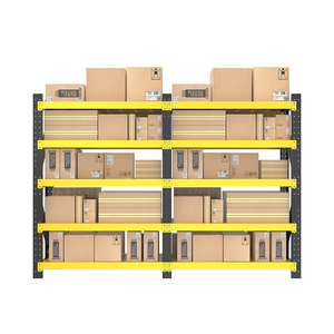 מדפים מתכת תעשייתיים מוסכים ומחסנים מתלה ללא מתלה עם מדף אחסון ארבע שכבות פלדה שחור וצהוב - Product Image 3