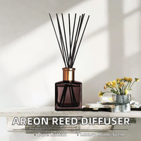 Diffuseur de parfum d'ambiance Areon 150 ml, en bois carré premium, 10 bâtonnets en rotin - Patchouli, Lavande & Vanille