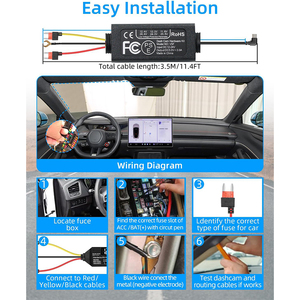 Kit de câblage micro <span class=keywords><strong>USB</strong></span> pour caméra embarquée 12V-24V vers <span class=keywords><strong>5V</strong></span> 3A avec fusible et déclencheur, surveillance de stationnement 24H, protection contre les basses tensions pour DVR de voiture - Product Image 4