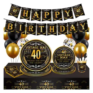 Mujer 60 piezas Set dorado negro mixto globos , 40.a fiesta de cumpleaños  decoraciones , 40 años hombre de cumpleaños adorno suministros, Moda de  Mujer