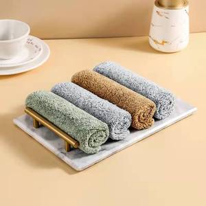 Bamboo Fiber Dish Towel Double Layer Thickened Absorbent Oil Resistant Stain Remover Solid Color Kitchen Cleaning Cloth for Pots - Product Image 4