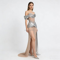 Robe de soirée Novance Y5587 pour femmes, ornée de cristaux, strass, longue, unie, perlée, robe de luxe pour femmes