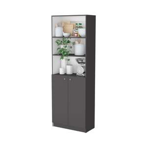 Estantería DB de madera maciza de 2 puertas en diseño plegable blanco gris mate para el hogar, la Oficina, la sala de estar, el dormitorio y la escuela, estilo melamina - Product Image 4