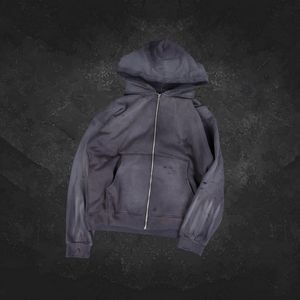 Personalizado de alta calidad Streetwear Boxy Fit Ripped Hoodie Fleece en blanco Vintage de doble capa de lavado ácido Sun Faded sudaderas con capucha desgastadas - Product Image 2