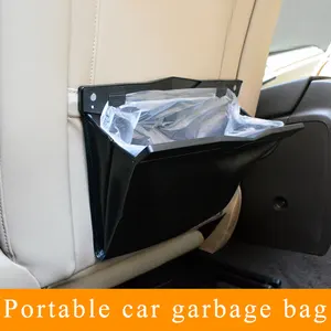 Car Trash Bag Superior PU Leather With Magnet Closure Design Waterproof Vehicle Rubbish Container Garbage Can