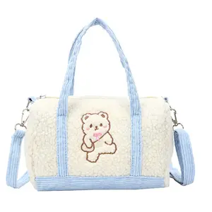 Шерпа, флисовая сумка через плечо для девочек, детская сумка-тоут, балетная сумка, кошелек из меха ягненка, плюшевая текстурная сумка, мягкие корейские сумки-тоут