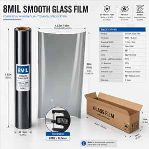 <span class=keywords><strong>Film</strong></span> solaire auto-adhésif gris-bleu, isolant thermique, anti-UV et anti-IR, pour vitrage décoratif moderne en verre de terres rares, à haute transmission visuelle (VLT) - Product Image 5