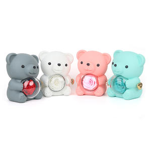 Ours en peluche bijoux boîte-cadeau acrylique câlin ours rotatif éternel Rose boîtes à bijoux femmes <span class=keywords><strong>maman</strong></span> femme deux colliers ronds <span class=keywords><strong>cadeaux</strong></span> - Product Image 6