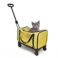 Sac de transport pliable 2 en 1 pour animaux de compagnie, chariot à roulettes télescopique en maille respirante pour chats et chiens, voyages en plein air