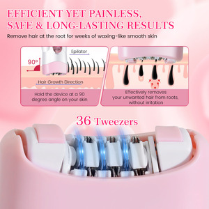 Épilateur électrique sans fil rechargeable portable pour usage domestique, pour les jambes et les aisselles, avec interface en anglais - Product Image 4