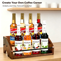 Support pour Sirops de Café, Porte-Bouteilles de Sirop, Étagère de Présentation pour Bouteilles d'Alcool - Meuble de Cuisine Rustique, Organisateur de Comptoir en Bois