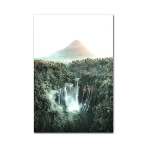 Jungle paysage toile affiche Animal léopard éléphant impression peinture feuilles de palmier forêt rivière pont nordique photo décoration - Product Image 5