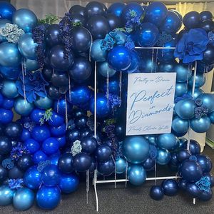 Inflatable Metallic Blue <b>Balloons</b> 35cm Long For Birthdays Parties <b>Decorations</b> - Product Image 4
