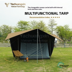 19 Hanging Point Multifunctional Sky Curtain Black 210D Oxford Vinyl Plat UPF50+ Waterproof 8000mm - Product Image 5