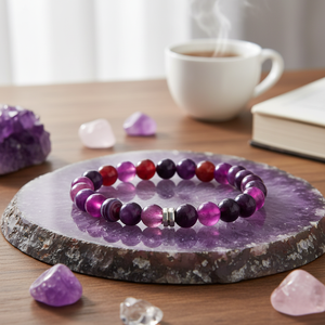 สร้อยข้อมือลูกปัดหินคาร์เนเลียนสีม่วงธรรมชาติ - Product Image 3