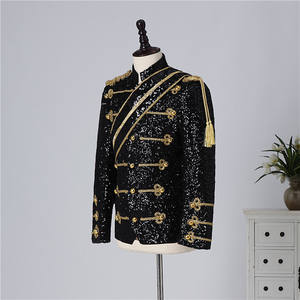 Lentejuelas Ropa de actuación Nuevos hombres Banquete Invitado Banda Rocker Cuello de pie Borla <span class=keywords><strong>Traje</strong></span> <span class=keywords><strong>Chaqueta</strong></span> Sehe Moda - Product Image 5