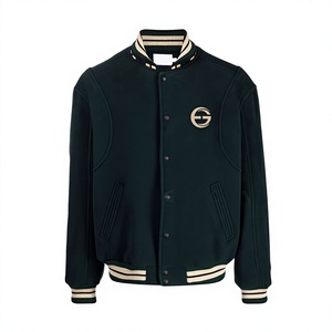 แจ็คเก็ต Letterman ผู้ชายแบบสั่งทำ ระบายอากาศได้ดี ขายดีที่สุด คอตั้ง โลโก้ด้านหน้า ราคาถูก คุณภาพดี - Product Image 1