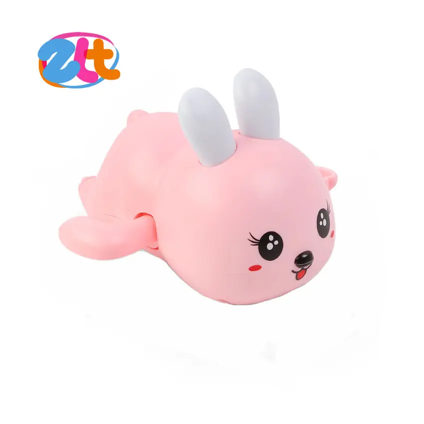 Komik hayvan oyuncaklar küvet rüzgar kadar yüzme tavşan yüzen bebek Clockwork banyo oyuncak