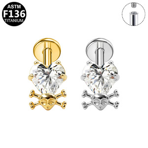 Boucles d'oreilles clous en titane motif pieuvre et cœur, bijoux de piercing en titane ASTM F136 pour cartilage d'oreille - Product Image 4
