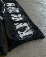 Pantalons personnalisés pour hommes, style streetwear, lavage à l'acide, baggy, vintage, strass, style hip-hop, broderie, patchs