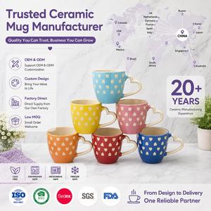 Tasses à expresso en céramique prêtes à être expédiées avec une poignée en forme de cœur, idéales pour les cafés et les cadeaux à domicile, 72 pièces par carton - Product Image 1