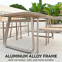 Ensemble de table et de chaises de jardin durables, structure en alliage d'aluminium avec plateau de table en WPC, résistant au soleil et à l'eau, meubles d'extérieur