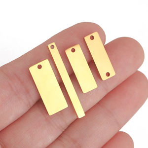 Breloques rectangulaires vierges en acier inoxydable, connecteurs à double trou, pendentifs, étiquettes, accessoires de bijoux pour colliers et bracelets personnalisables en DIY - Product Image 3