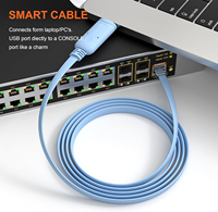 Câble de console USB Câble de console USB vers RJ45 pour routeur Cisco, commutateur, pare-feu, console AP, compatible avec Win 1.8m (bleu)