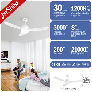 Ventilador de Techo 1stshine Moderno con Motor de CC de Alta Calidad, Decorativo, Blanco, con Control Inteligente y Luces - Product Image 3