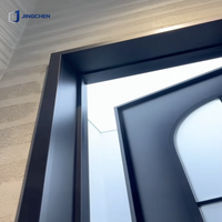 Porte d'entrée battante en alliage d'aluminium à rupture de pont thermique, double vitrage avec grille, insonorisée et étanche, pour villa moderne