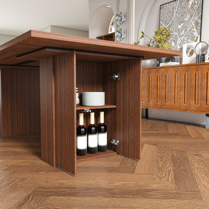 Table à manger moderne de style farmhouse de 78 pouces de long avec base de rangement, placage en bois naturel, MDF rectangulaire pour 6 personnes, idéale pour hôtel et appartement - Product Image 3