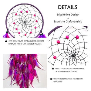 Nouveau Design bleu noir capteur de rêves avec arc-en-ciel perles colorées lumière enfants filles chambre décor à la maison grand capteur de rêves en plumes - Product Image 5