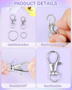<b>Silver</b> Swivel Snap Hooks and Key Rings Kit <b>Clip</b> Hooks Lobster Clasps KeyRings for Crafts Jewelry Making and DIY - Product Image 3