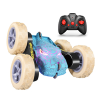 Voiture télécommandée RC double face 360° à design dinosaure lumineux effet craquelé, nouveauté pour enfants, vente en gros