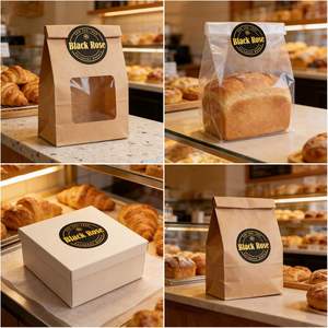 Etiqueta Redonda Autoadhesiva de Vinilo con Diseño de Rosa Negra, Estampado Dorado, Impermeable, Ecológica, para Sellado de Empaques de Alimentos para Panadería - Product Image 6