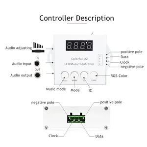 Controller LED Musicale X2 Colorato con Telecomando Touch RF, Max 1000 Pixel DC5V-24V per Strisce LED WS2812B WS2811/WS2813/USC1903 - Product Image 4