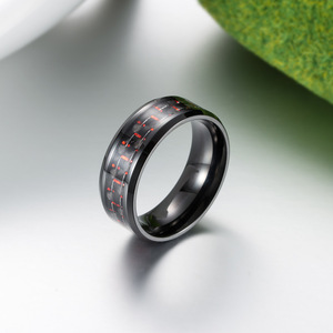 Anillo de Fibra de Carbono y Acero de Titanio, Rojo, Verde, Azul, Unisex, Joyería de Uso Diario, Diseño Geométrico, K-R163 - Product Image 3