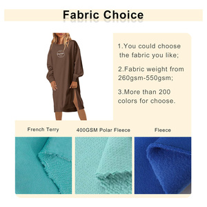 Balançoire personnalisée étiquettes femmes haute qualité polaire automne hiver pull à col rond ourlet fendu Streetwear robe sweat - Product Image 3