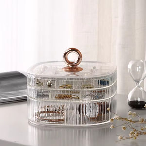 Boîte à bijoux moderne PP carrée en plastique 3 couches durable multifonctionnelle stockage de valeur de couleur élevée pour boucles d'oreilles collier bague <span class=keywords><strong>montre</strong></span> - Product Image 4