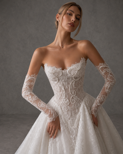 Ball Gown <strong>Wedding</strong> <strong>Dress</strong> Off Shoulder Long Sleeve Scalloped Basque Corset Lace Plus <strong>Size</strong> Princess Bridal Custom Factory - Product Image 4