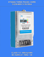 Medidor de Energía Electrónico Trifásico de Pared Personalizable con Pantalla LCD, Corriente Máxima de 100A, Comunicación MODBUS-RTU, Clase 1.0