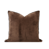 Sarung Bantal Sofa Dekoratif Persegi Portabel Tenun Mewah Cokelat TiffHome, Dapat Disesuaikan