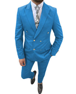 ชุดสูทกระดุมสองแถวสำหรับผู้ชายชุดทักซิโด้<span class=keywords><strong>2</strong></span>ชิ้นสำหรับชุดทักซิโด้เจ้าบ่าวงานแต่งงานงานพรอมงานปาร์ตี้สำนักงาน (แจ็คเก็ต + กางเกง) - Product Image 1