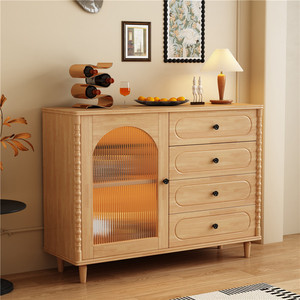 Vintage Style Solid Wood <b>Sideboard</b> Cherry Color <b>Storage</b> Cabinet For Dining Room - Product Image 2
