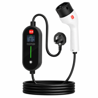 KRJi Smart Type 2 Portable EV Charger 32A 7kW AC Kabel Kontrol Aplikasi 230V-400V Pengisian Daya Kendaraan Listrik