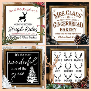 In-stock American country style Christmas party series wooden photo <b>frame</b> decorative ornaments and desktop decorations - Product Image 1